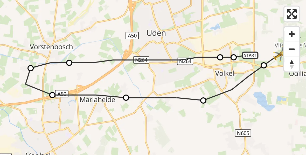 Vluchtroute Traumahelikopter Vliegbasis Volkel - Vliegbasis Volkel, 11 november 2022, 08:55