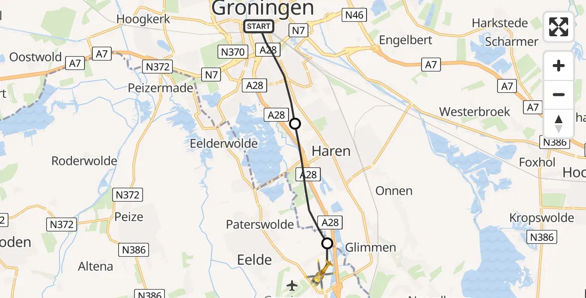 Vluchtroute Traumahelikopter Groningen - Eelde, 11 november 2022, 12:04