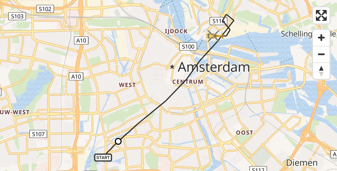 Vluchtroute Traumahelikopter VU Medisch Centrum Amsterdam - Amsterdam, 11 november 2022, 12:24