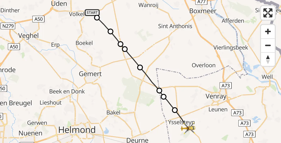 Vluchtroute Traumahelikopter Vliegbasis Volkel - Ysselsteyn, 11 november 2022, 17:20