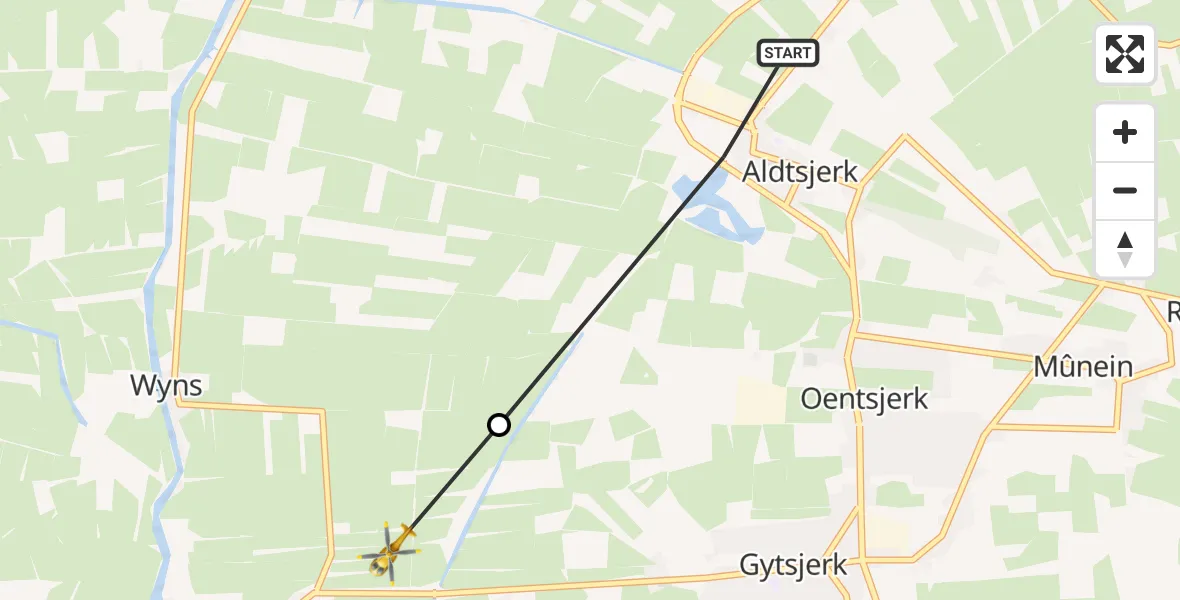 Vluchtroute Ambulancehelikopter Aldtsjerk - Wyns, 11 november 2022, 19:25