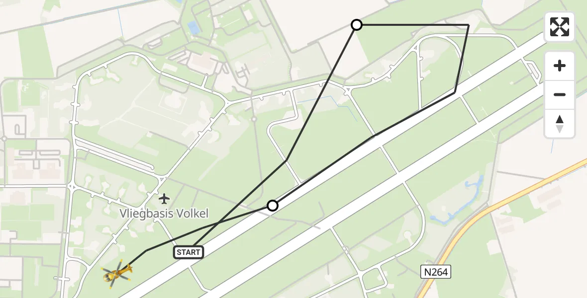 Vluchtroute Traumahelikopter Vliegbasis Volkel - Vliegbasis Volkel, 11 november 2022, 19:37