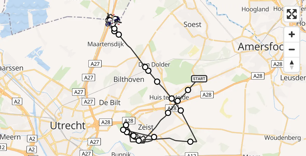 Vluchtroute Politiehelikopter Soest - Hollandsche Rading, 11 november 2022, 19:38