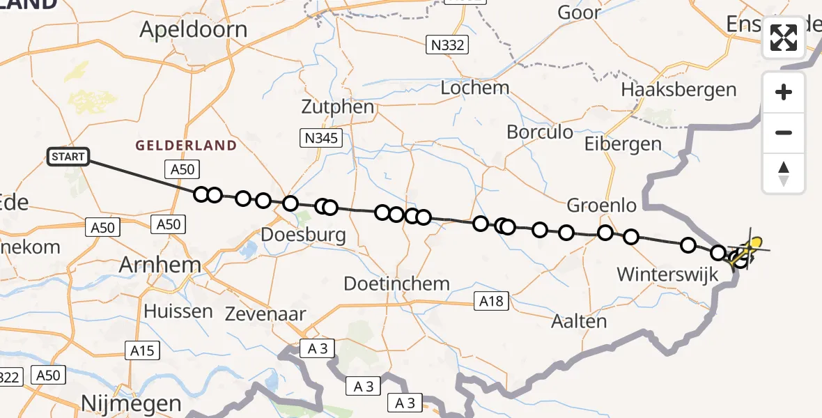 Routekaart van de vlucht: Politieheli naar 