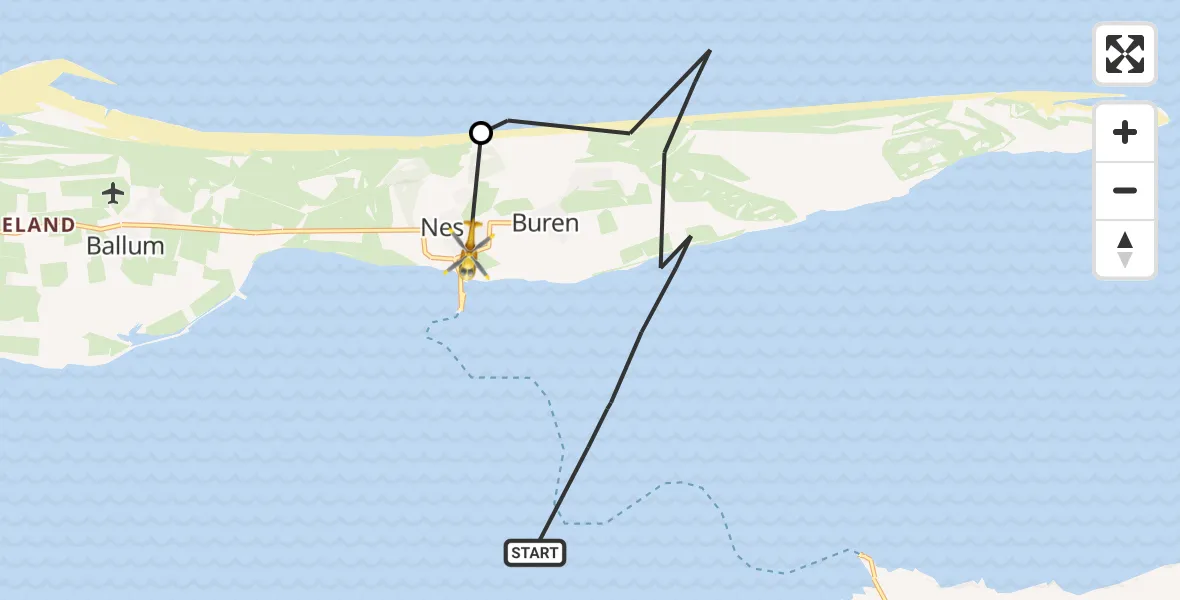 Vluchtroute Ambulancehelikopter Buren - Nes, 11 november 2022, 20:40