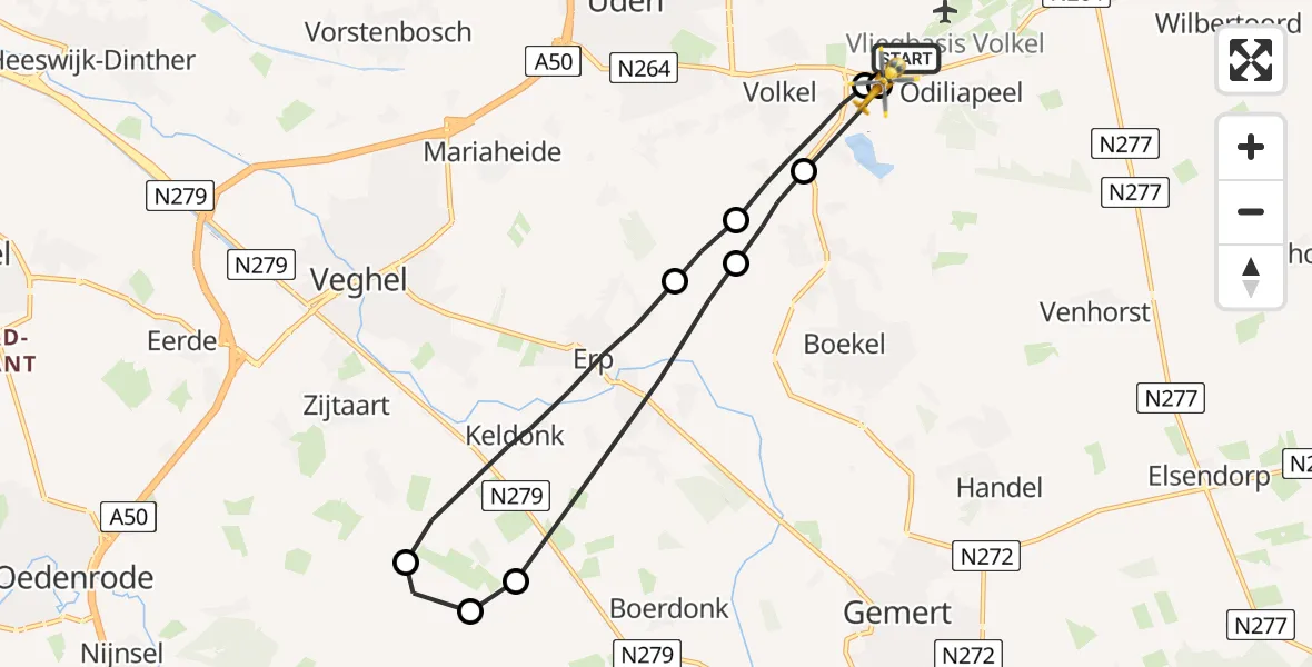 Vluchtroute Traumahelikopter Vliegbasis Volkel - Vliegbasis Volkel, 12 november 2022, 03:53
