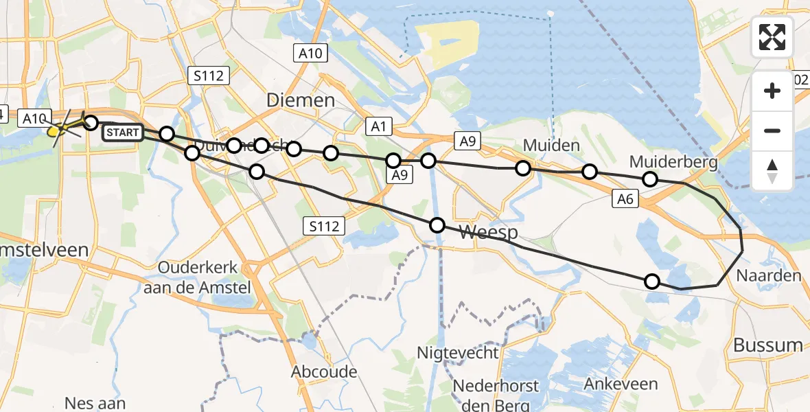 Routekaart van de vlucht: Lifeliner 1 naar VU Medisch Centrum Amsterdam