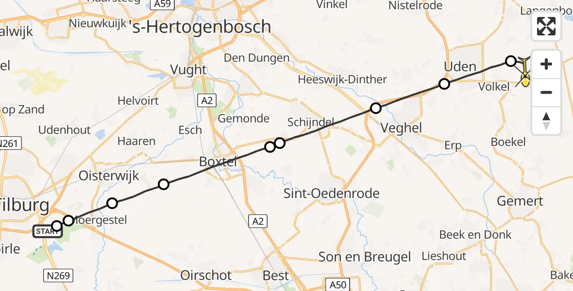 Routekaart van de vlucht: Lifeliner 3 naar Vliegbasis Volkel