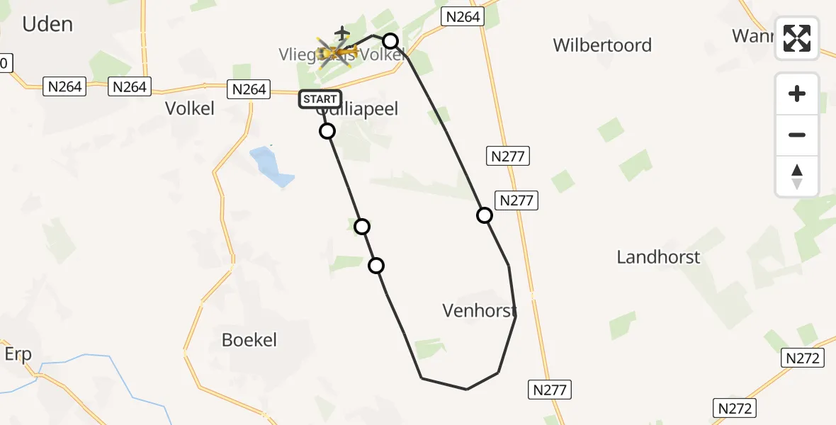 Vluchtroute Traumahelikopter Vliegbasis Volkel - Vliegbasis Volkel, 12 november 2022, 16:30
