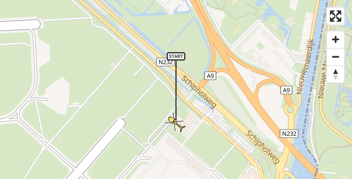 Vluchtroute Politiehelikopter van Schiphol naar Schiphol