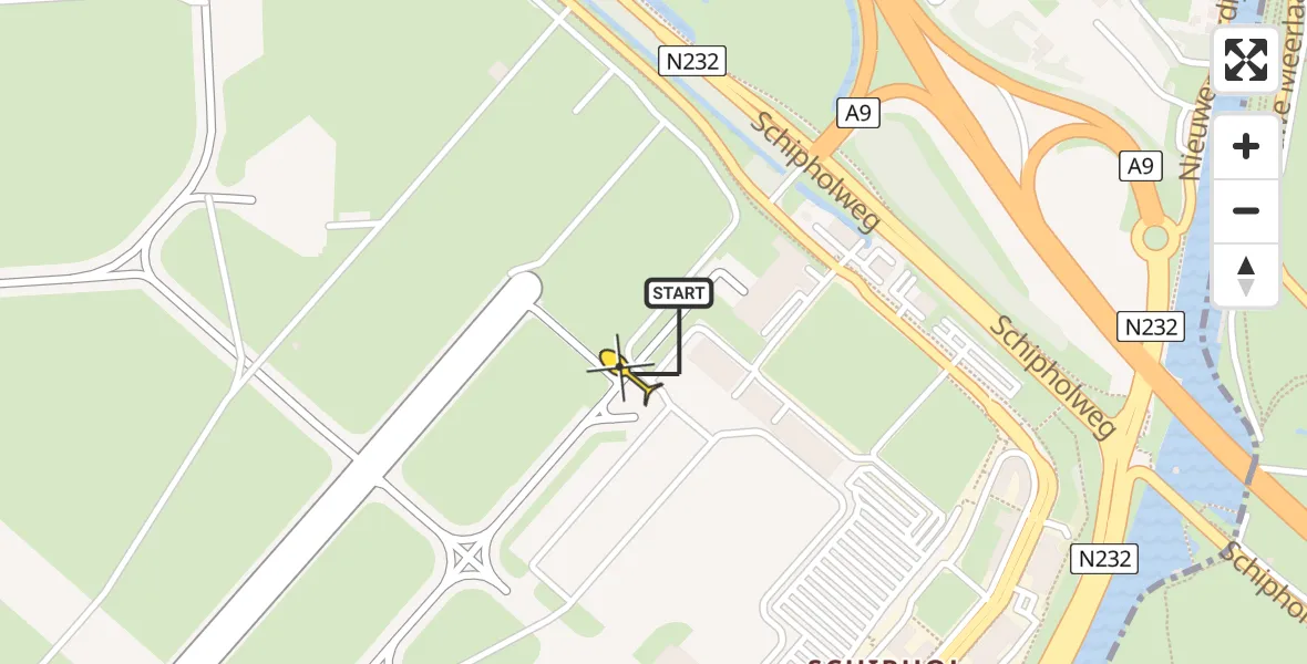 Vluchtroute Politiehelikopter van Schiphol naar Schiphol
