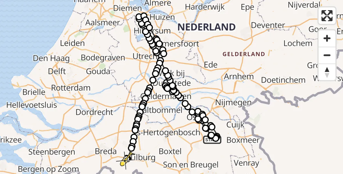 Routekaart van de vlucht: Lifeliner 3 naar Gilze