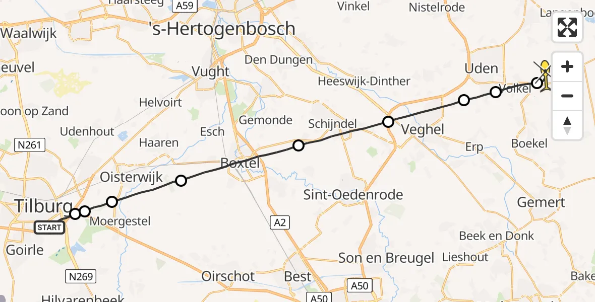 Routekaart van de vlucht: Lifeliner 3 naar Vliegbasis Volkel