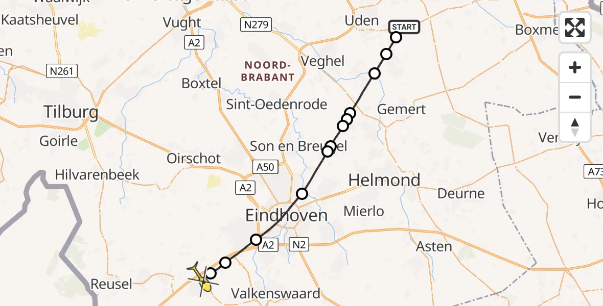 Routekaart van de vlucht: Lifeliner 3 naar Eersel
