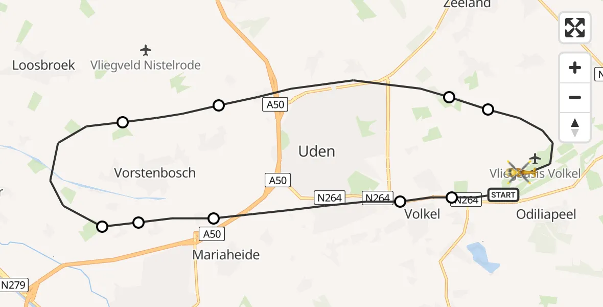Vluchtroute Traumahelikopter Vliegbasis Volkel - Vliegbasis Volkel, 13 november 2022, 00:58
