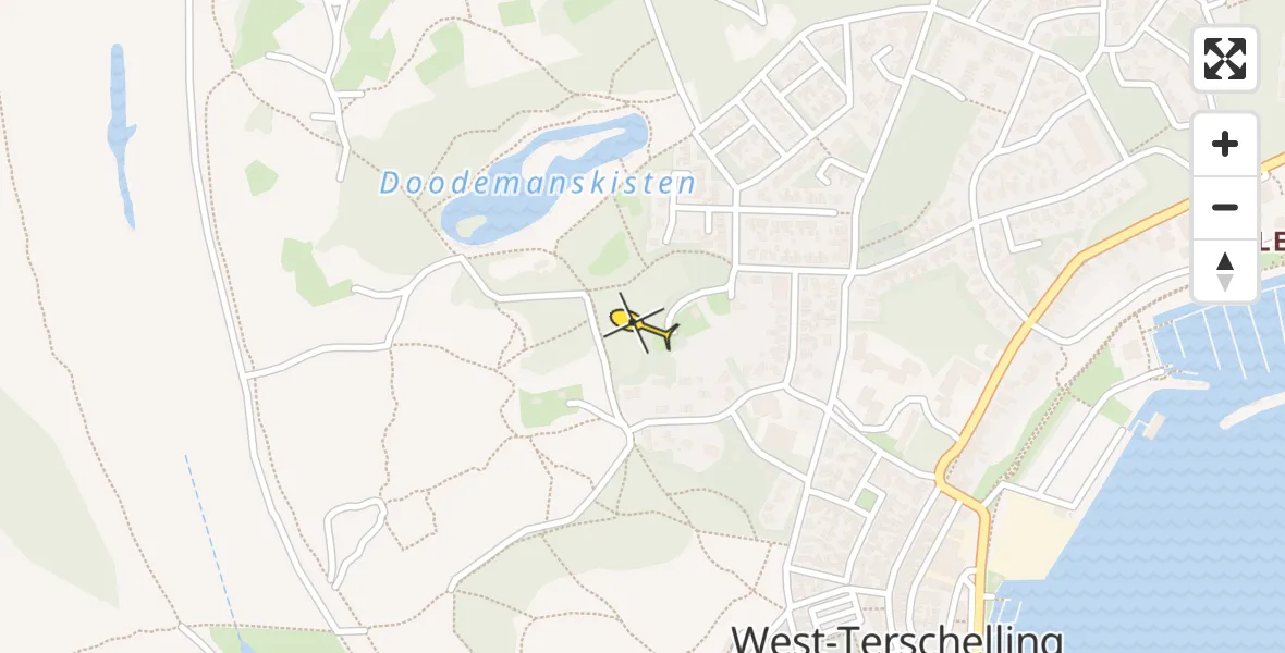 Routekaart van de vlucht: Ambulancehelikopter naar West-Terschelling