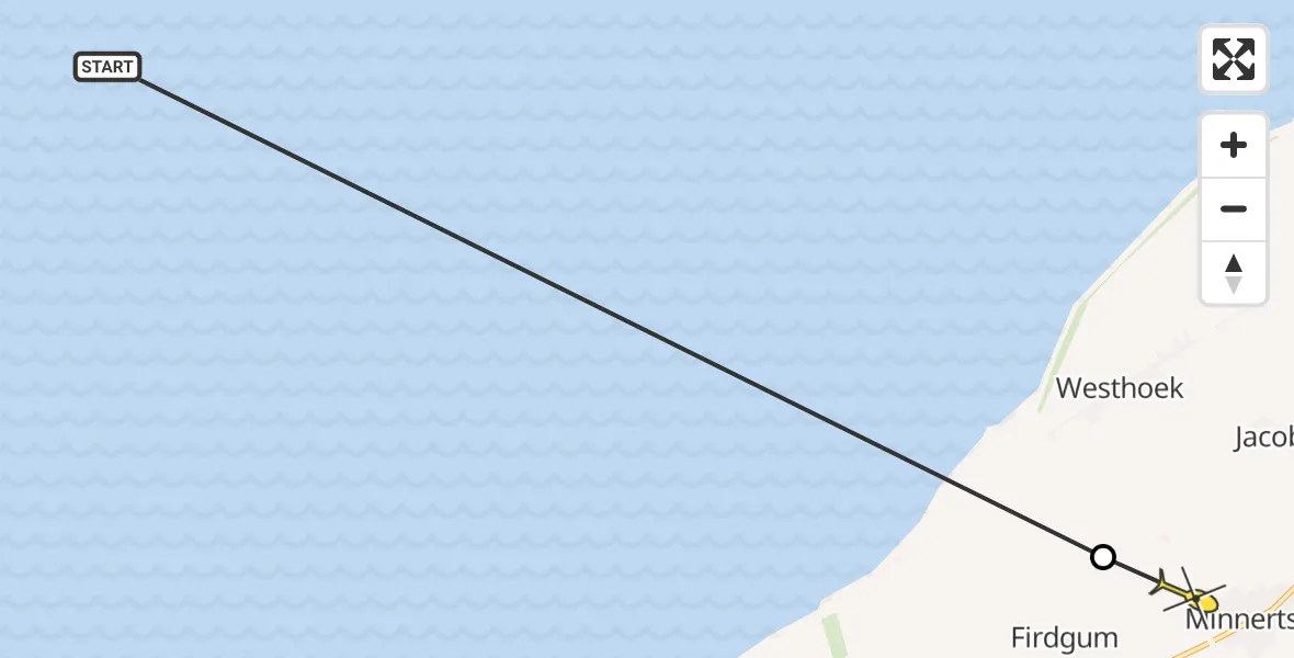 Routekaart van de vlucht: Ambulancehelikopter naar Minnertsga