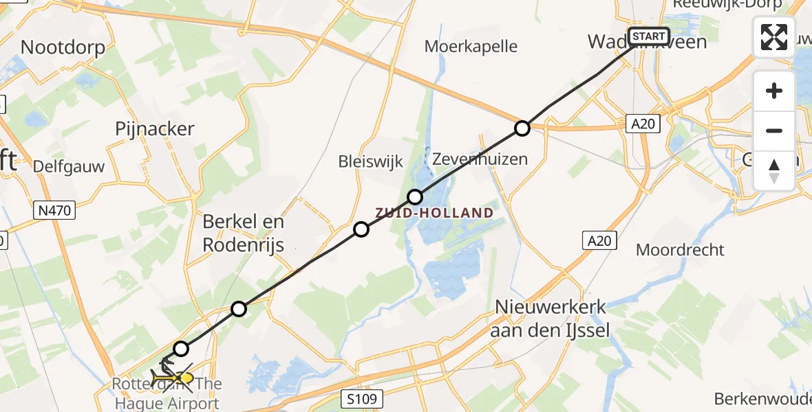 Routekaart van de vlucht: Lifeliner 2 naar Rotterdam The Hague Airport