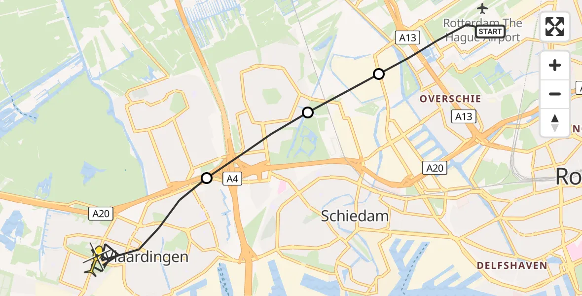 Routekaart van de vlucht: Lifeliner 2 naar Vlaardingen