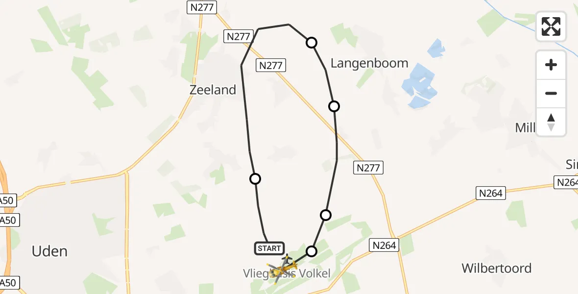 Vluchtroute Traumahelikopter Vliegbasis Volkel - Vliegbasis Volkel, 13 november 2022, 08:49