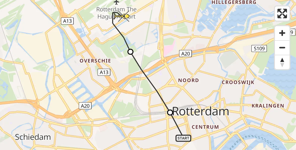 Routekaart van de vlucht: Lifeliner 2 naar Rotterdam The Hague Airport