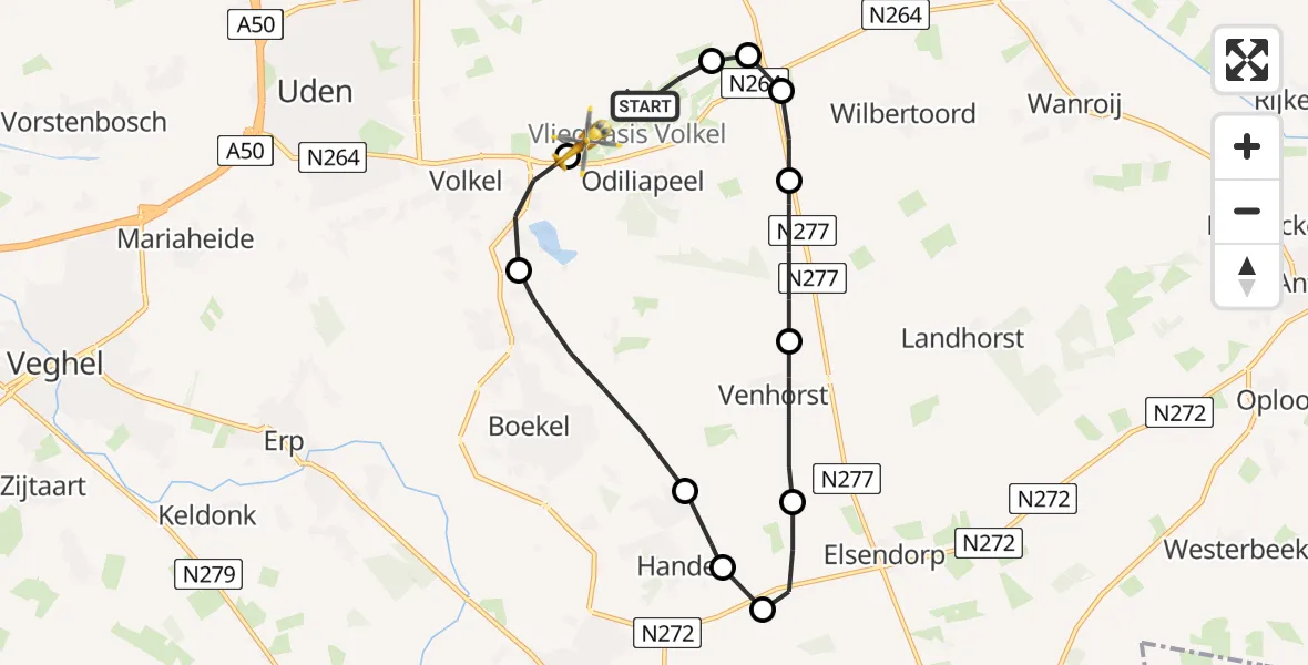 Vluchtroute Traumahelikopter Vliegbasis Volkel - Vliegbasis Volkel, 13 november 2022, 09:51