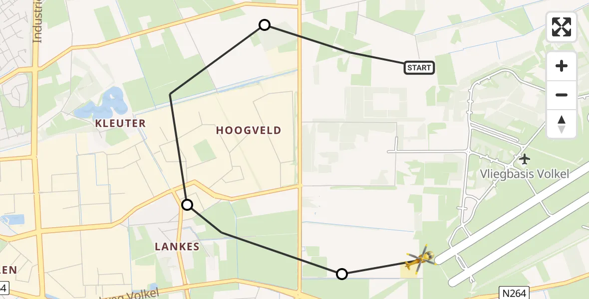 Vluchtroute Traumahelikopter Vliegbasis Volkel - Vliegbasis Volkel, 13 november 2022, 11:10