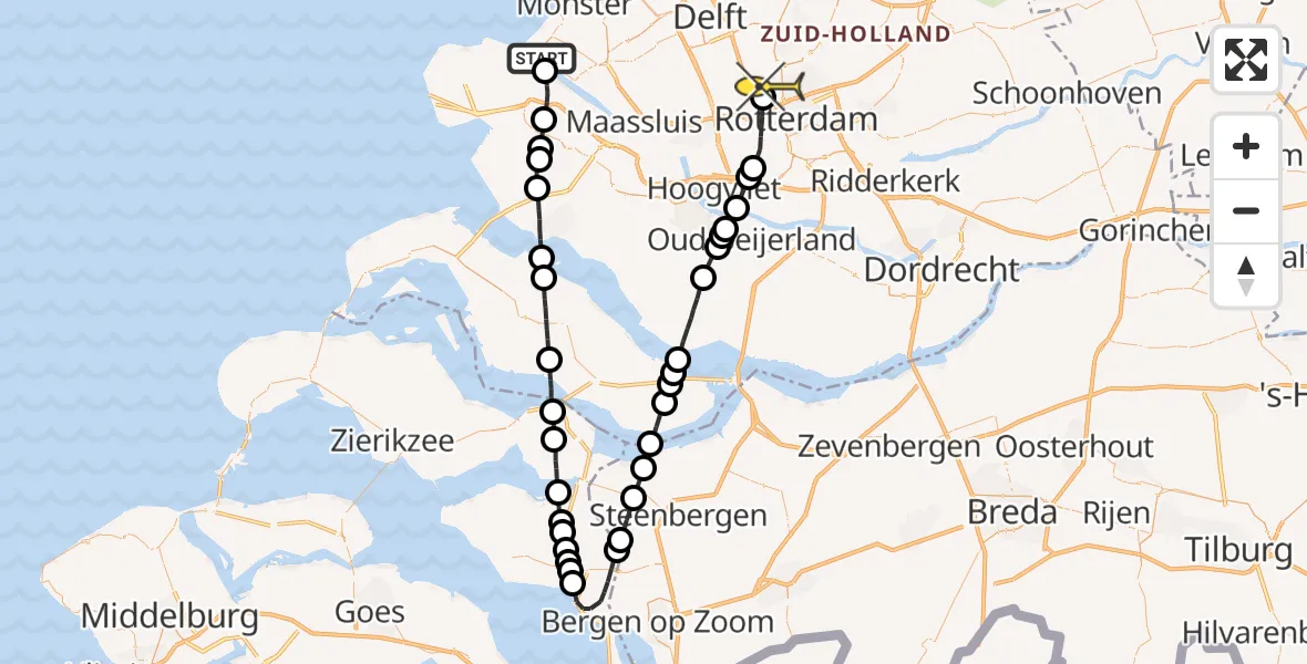 Routekaart van de vlucht: Lifeliner 2 naar Rotterdam The Hague Airport