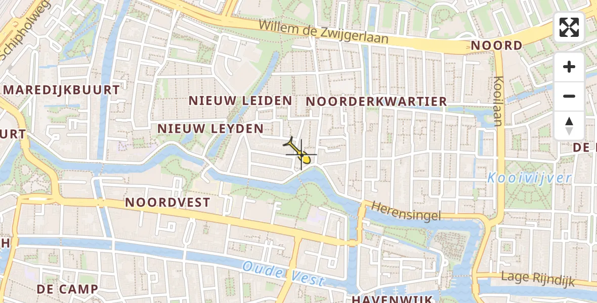 Routekaart van de vlucht: Lifeliner 1 naar Leiden