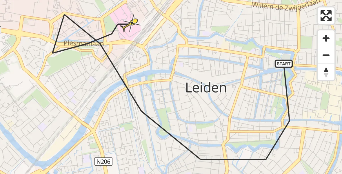 Routekaart van de vlucht: Lifeliner 1 naar Leiden