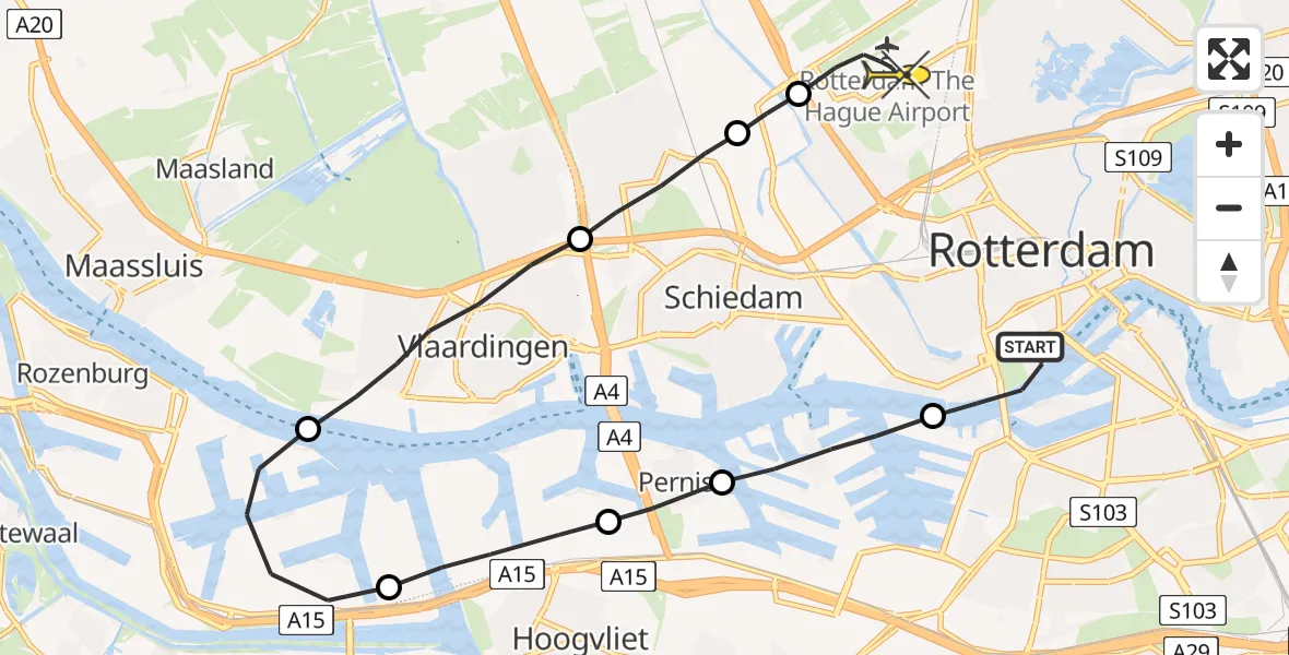 Routekaart van de vlucht: Lifeliner 2 naar Rotterdam The Hague Airport