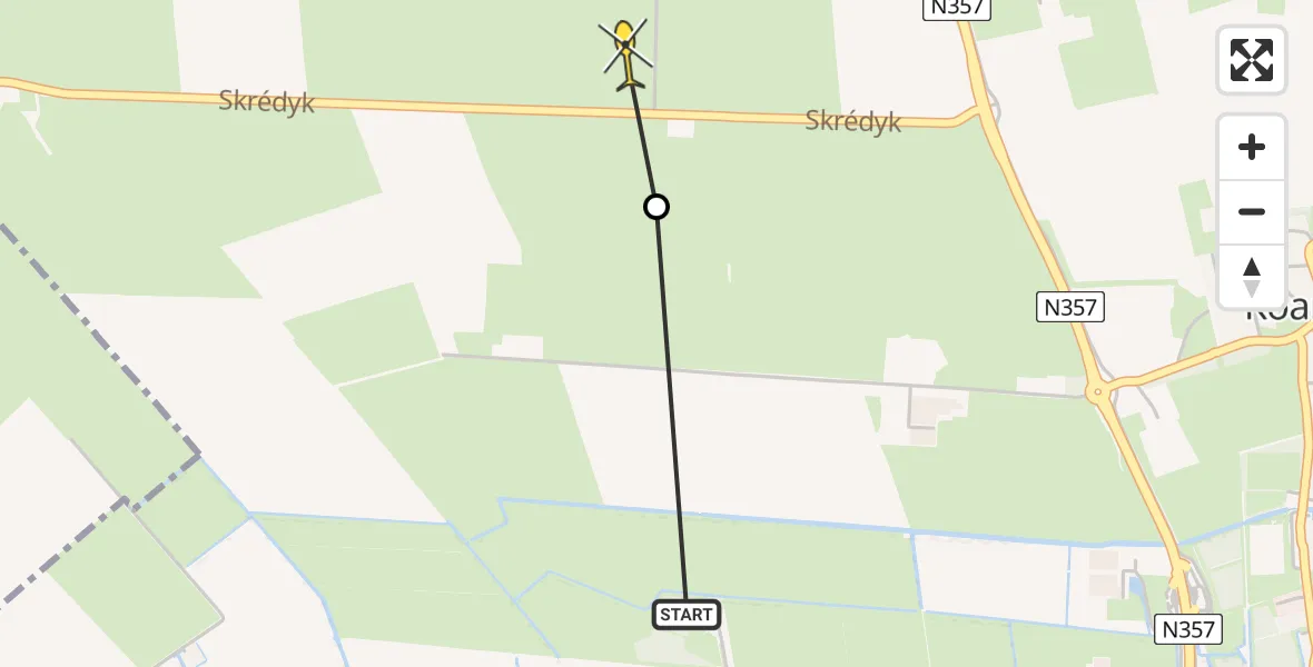 Routekaart van de vlucht: Ambulancehelikopter naar Stiens