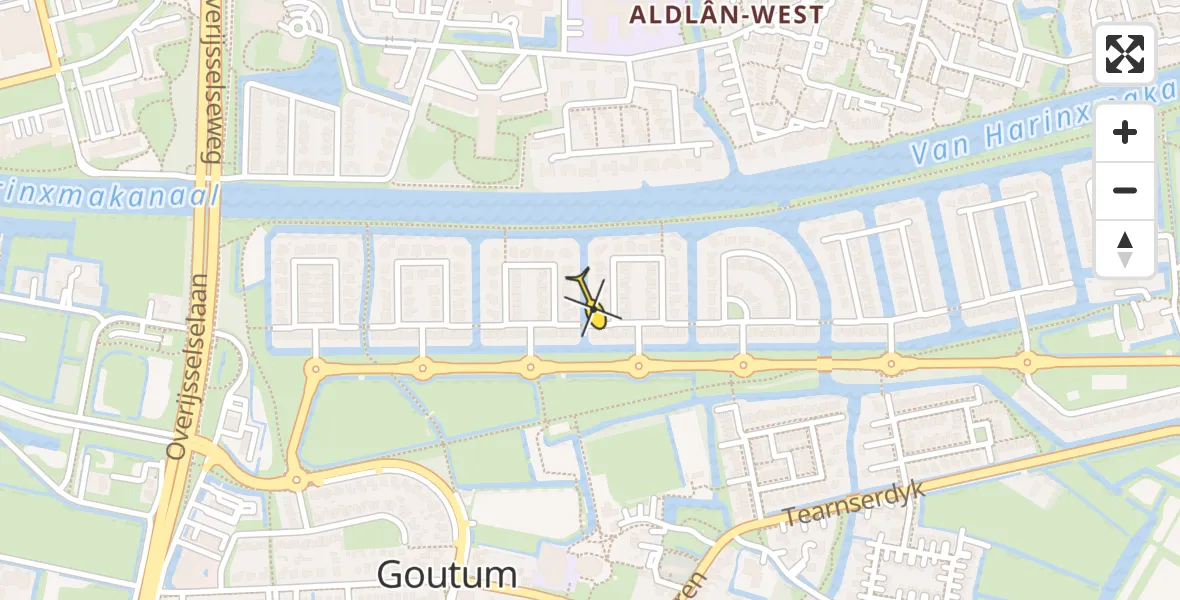 Routekaart van de vlucht: Ambulancehelikopter naar Goutum