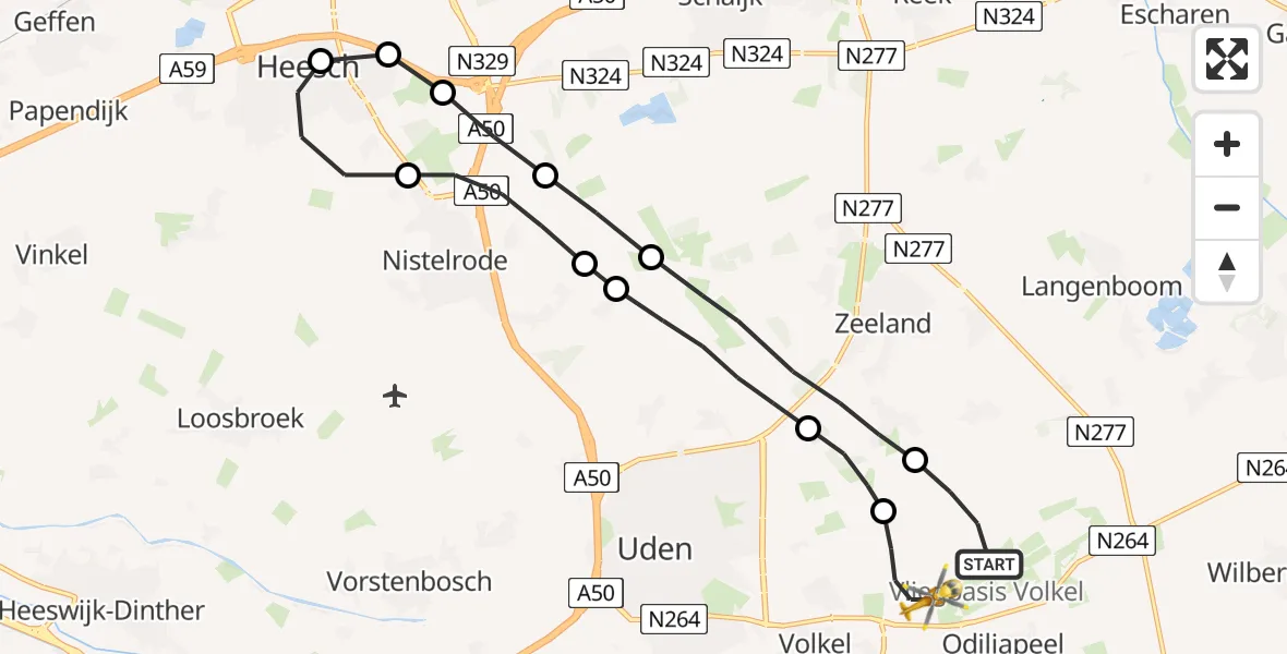 Vluchtroute Traumahelikopter Vliegbasis Volkel - Vliegbasis Volkel, 13 november 2022, 18:54