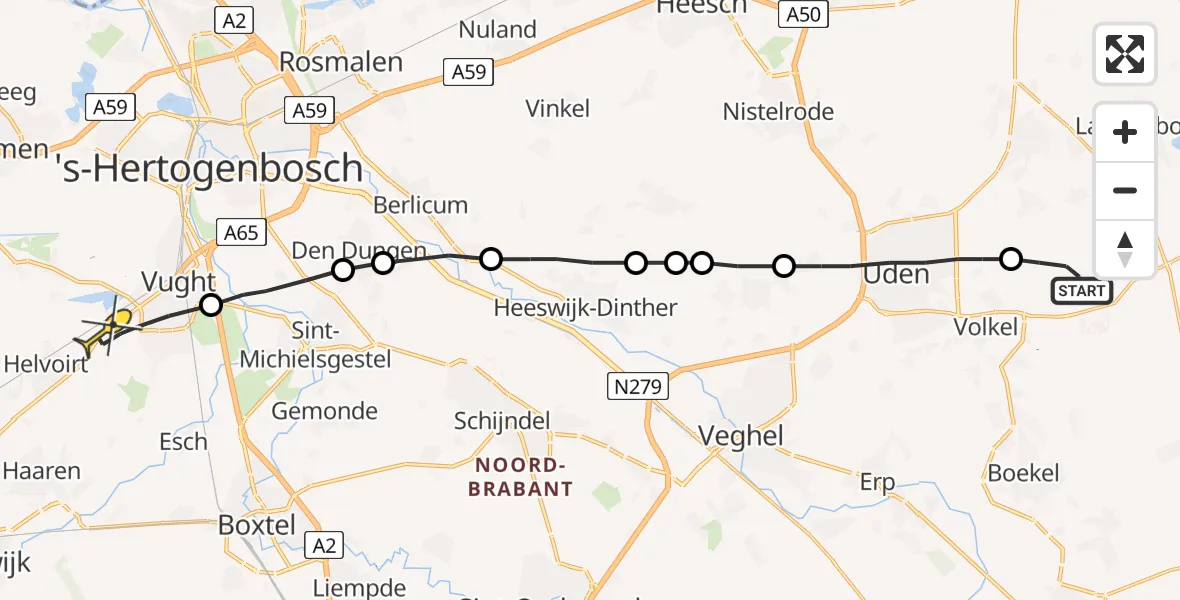 Routekaart van de vlucht: Lifeliner 3 naar Vught