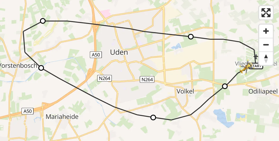 Vluchtroute Traumahelikopter Vliegbasis Volkel - Vliegbasis Volkel, 14 november 2022, 01:22