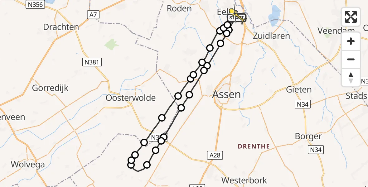 Routekaart van de vlucht: Lifeliner 4 naar Groningen Airport Eelde