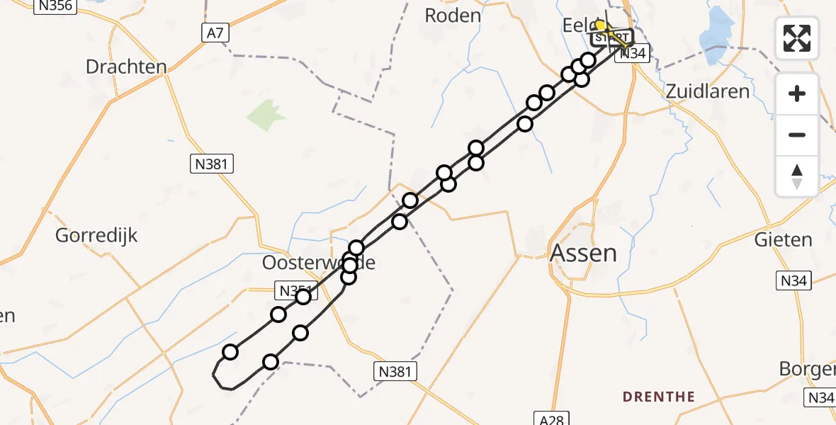 Routekaart van de vlucht: Lifeliner 4 naar Groningen Airport Eelde