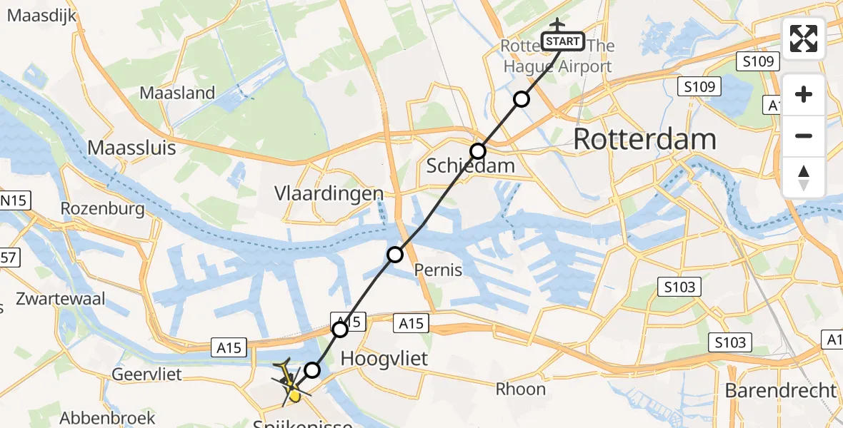 Routekaart van de vlucht: Lifeliner 2 naar Spijkenisse