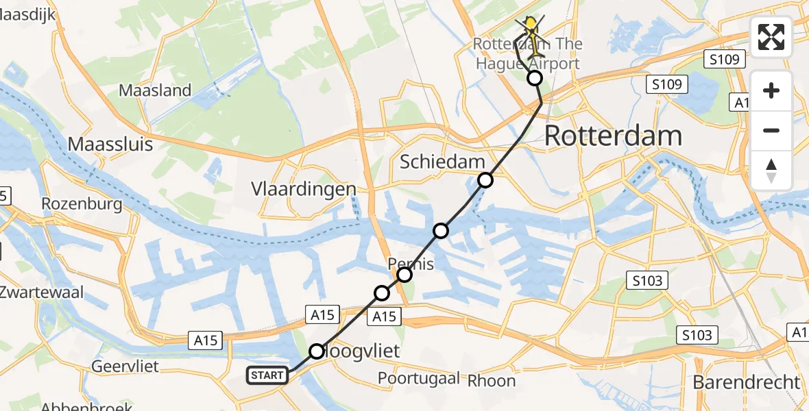 Routekaart van de vlucht: Lifeliner 2 naar Rotterdam The Hague Airport