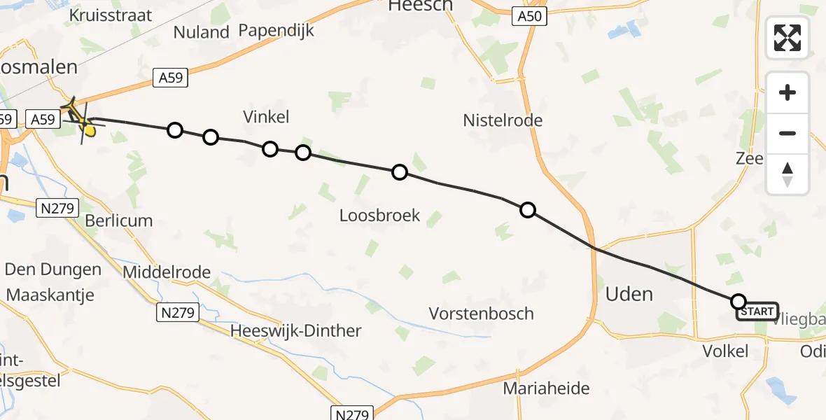 Routekaart van de vlucht: Lifeliner 3 naar Rosmalen