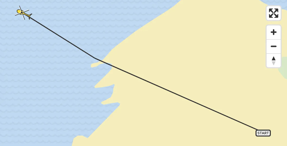 Routekaart van de vlucht: Ambulancehelikopter naar Vlieland