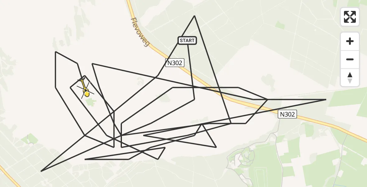 Routekaart van de vlucht: Politieheli naar Ermelo