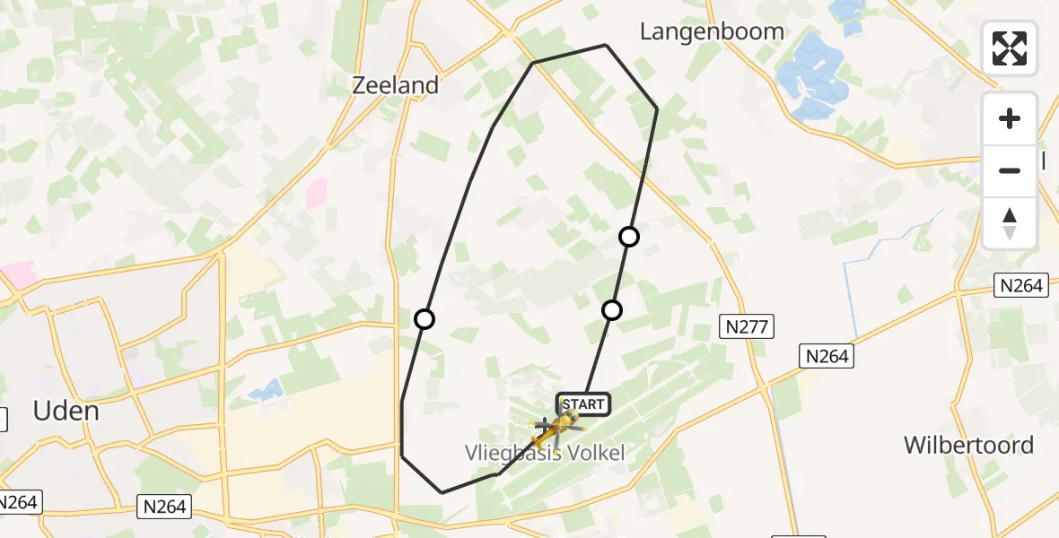 Vluchtroute Traumahelikopter Vliegbasis Volkel - Vliegbasis Volkel, 14 november 2022, 15:59