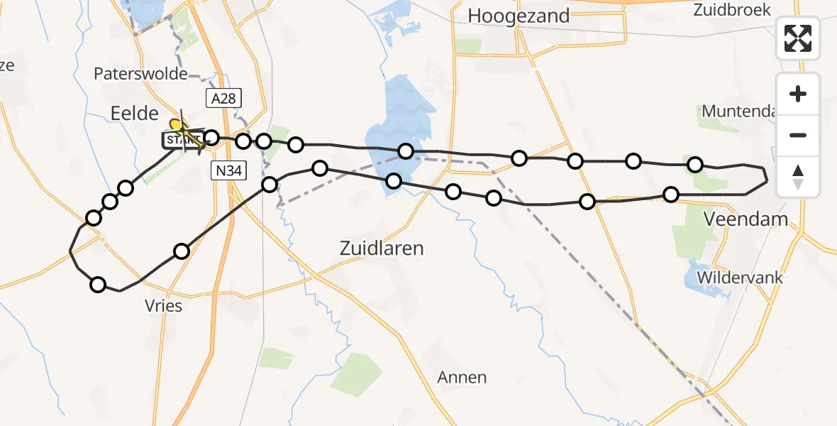 Routekaart van de vlucht: Lifeliner 4 naar Groningen Airport Eelde