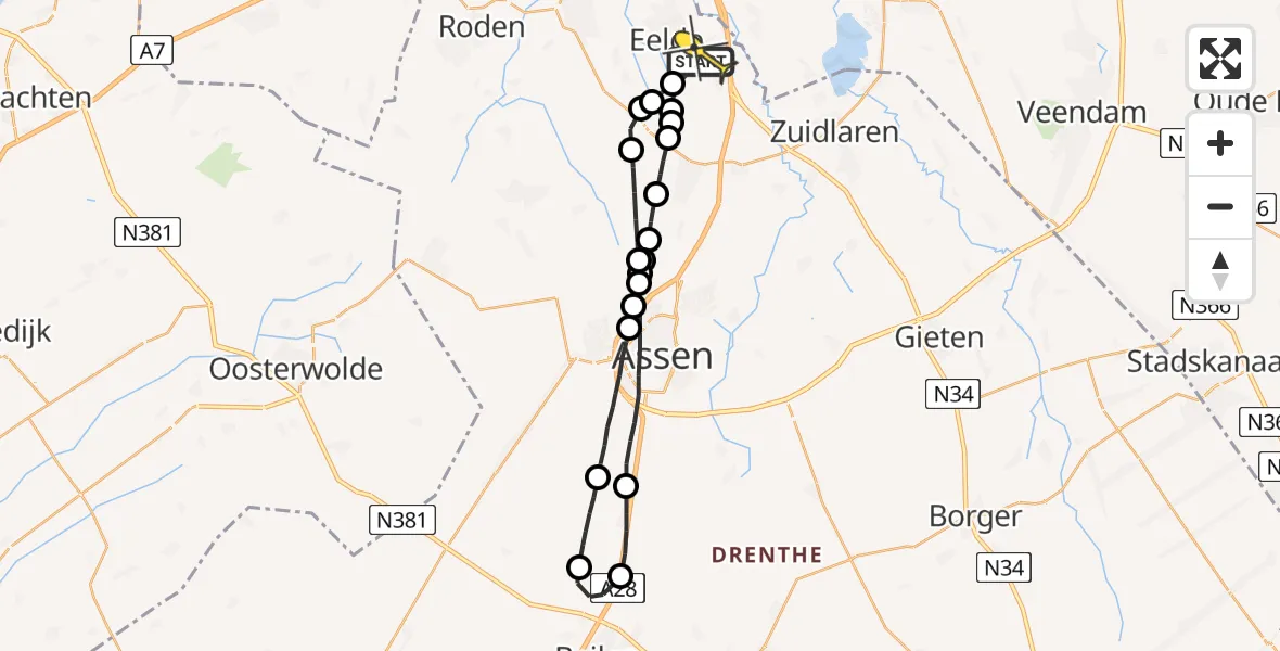 Routekaart van de vlucht: Lifeliner 4 naar Groningen Airport Eelde