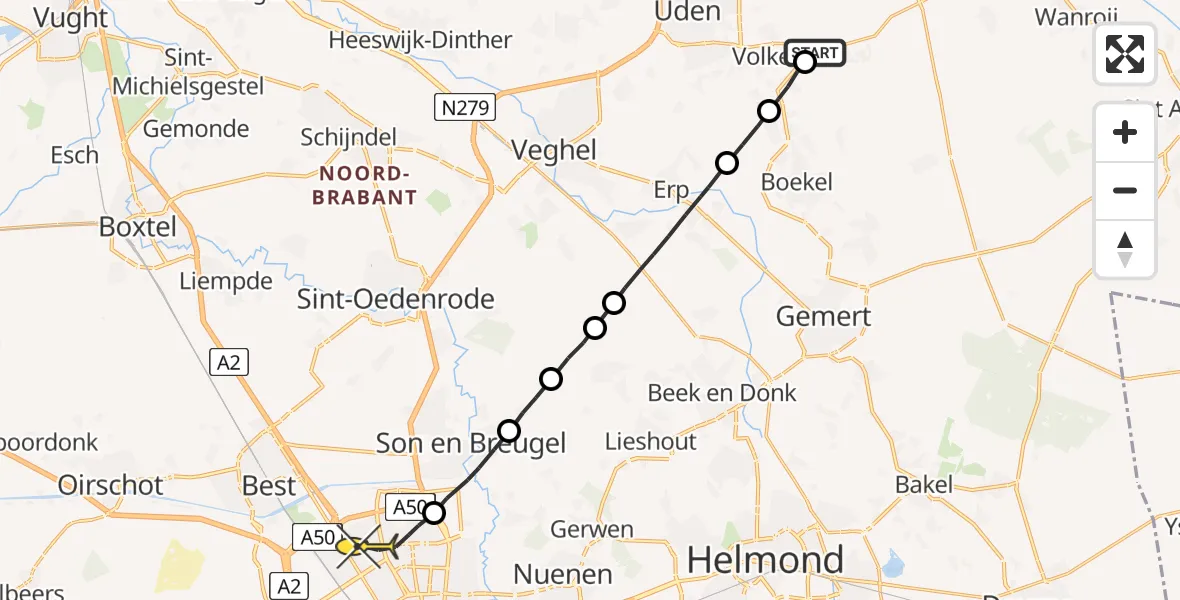 Routekaart van de vlucht: Lifeliner 3 naar Eindhoven