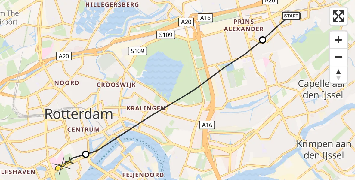 Routekaart van de vlucht: Lifeliner 2 naar Erasmus MC