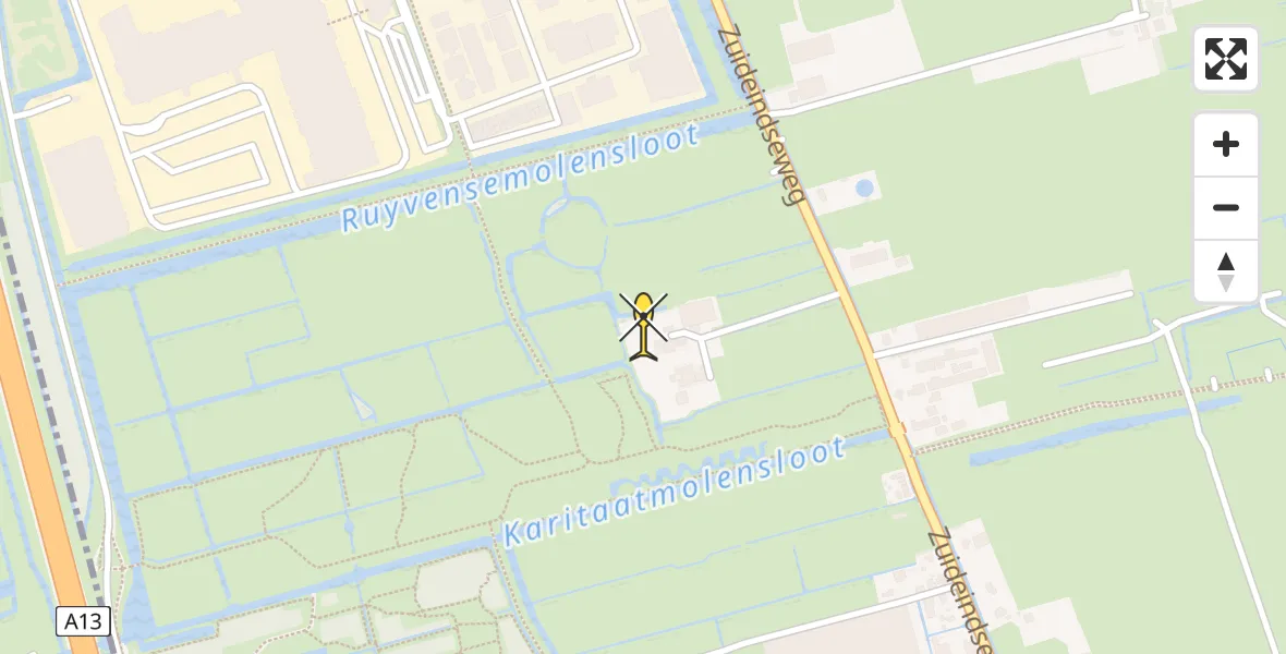 Routekaart van de vlucht: Politiehelikopter naar Delfgauw