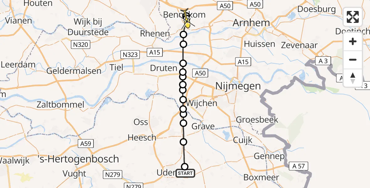 Routekaart van de vlucht: Lifeliner 3 naar Wageningen